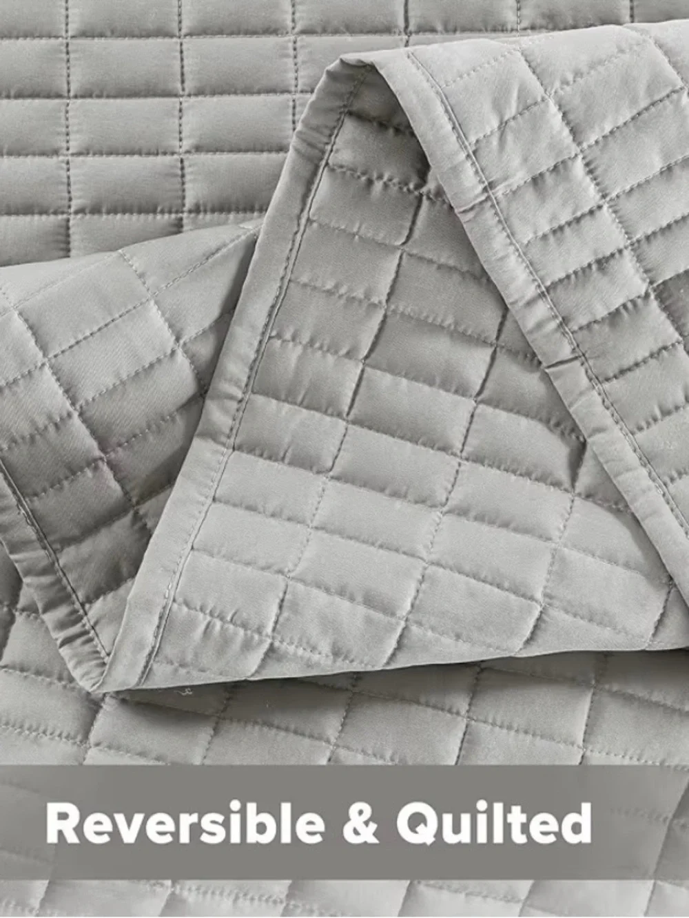 Kienna Quilt Coverlet Bedspread in Light Gray - King Size w/ Matching Shams